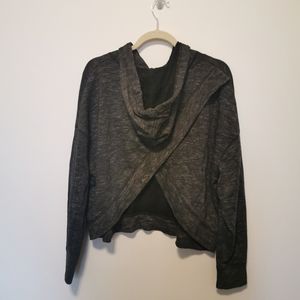 BANANA REPUBLIC | Dark grey marled hoodie with cross peek-a-boo back
